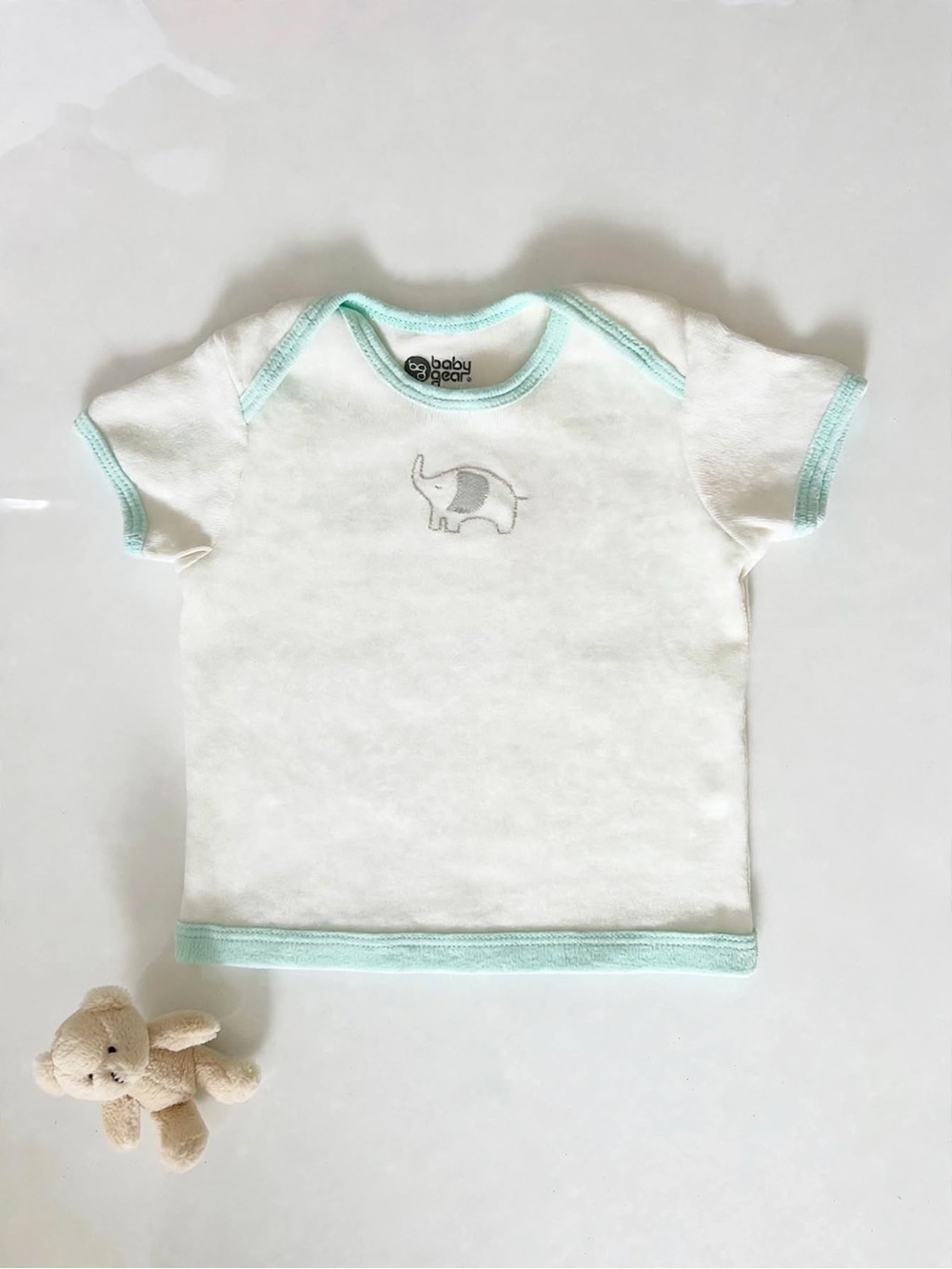 Baby Gear White Mint Elephant Baby T-Shirt Tee 3-6M